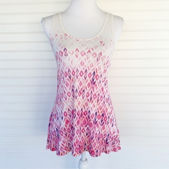 Anthropologie Tops - Anthropologie Pink and White Relaxed Tank Top